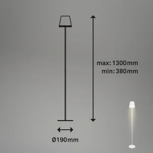Briloner Akumulatorowa lampa podłogowa LED Kiki, 2 700 K, biała - Lampy stojące - miniaturka - grafika 1