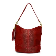 Torebki damskie - Torebka skórzana zamszowa CROCO listonoszka 2 paski bordowa Beltimore W13 - miniaturka - grafika 1