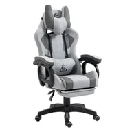 Fotele i krzesła biurowe - Fotel Gamingowy Obrotowy "Student" Z Podnóżkiem I Poduszką Masującą, Szary Ko23Sz - miniaturka - grafika 1