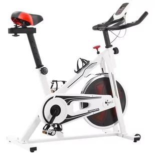 VidaXL Rower spinningowy do ćwiczeń, z pomiarem pulsu, biało-czerwony 92136 VidaXL - Rowery treningowe - miniaturka - grafika 1
