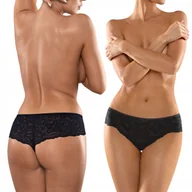 Majtki damskie - Babell 141 Majtki Koronkowe Figi damskie czarny S - miniaturka - grafika 1