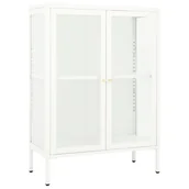 Komody - vidaXL Szafka boczna biała 75x35x105 cm stal i szkło 336071 - miniaturka - grafika 1