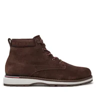 Botki męskie - Trzewiki Tommy Hilfiger Corporate FM0FM05147 Brązowy - miniaturka - grafika 1