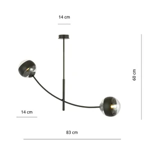 Emibig Hunter lampa sufitowa 2-punktowa czarna/transparentna 1101/2 - Lampy sufitowe - miniaturka - grafika 5