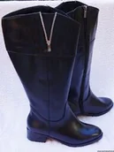 Kozaki damskie - BnW Kozaki ze skóry cholewka 50 cm płaski 4 cm - miniaturka - grafika 1