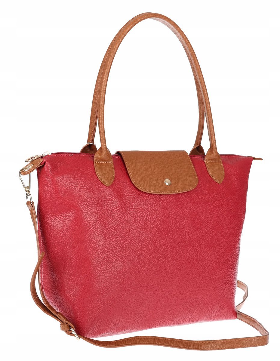 Torebka Damska Shopperka Pojemna A4 Modna Torba Listonoszka PU682 Czerwona