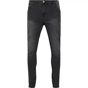 Urban Classics Męskie spodnie jeansowe slim fit, Real Black Washed, 28W / 32L - Spodenki męskie - miniaturka - grafika 1