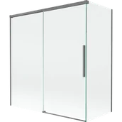 Parawany nawannowe - Mexen Rox parawan nawannowy 2-skrzydłowy rozsuwany 150 + 70 x 150 cm, transparent, gun metal - 8C9-150-070-95-00 - miniaturka - grafika 1