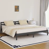 Łóżka - Łóżko z litego drewna sosnowego 200x200 cm szare - miniaturka - grafika 1