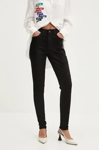Desigual spodnie ELBA damskie kolor czarny dopasowane high waist 24WWPW35 - Spodnie damskie - miniaturka - grafika 1