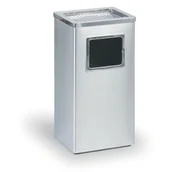 Wyposażenie miejsc publicznych - B2B Partner Zewnętrzny kosz na śmieci z popielniczką, 600 x 300 x 240 mm, nierdzewny matowy A-084 - miniaturka - grafika 1