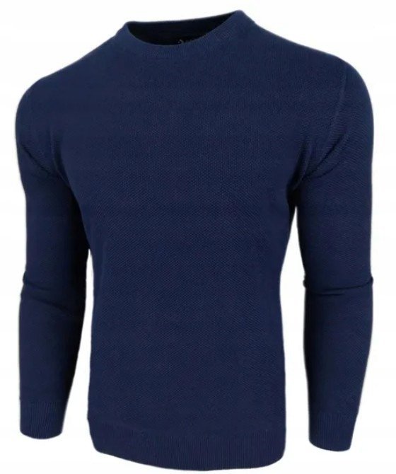 SWETER MĘSKI KLASYCZNY BAWEŁNIANY DŁUGI RĘKAW OKRĄGŁY DEKOLT MORAJ XXL NAVY