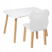 Krzesła obrotowe dla dzieci - Stolik i krzesło dla dzieci zestaw 50 x 70 cm drewniane meble do pokoju Miś - miniaturka - grafika 1