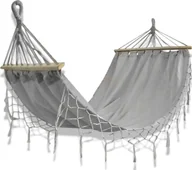 Hamaki - Hamak Ogrodowy Szary Boho 200x100 cm - miniaturka - grafika 1