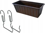 Skrzynie ogrodowe - SKRZYNKA BALKONOWA DONICZKA 40CM BRĄZ + 2 UCHWYTY - miniaturka - grafika 1