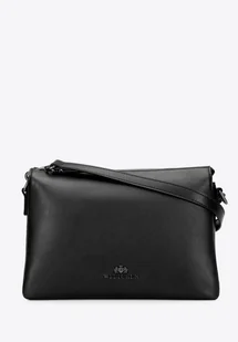 Listonoszka z gładkiej skóry naturalnej trójkomorowa czarno - grafitowa - Torebki damskie - miniaturka - grafika 1