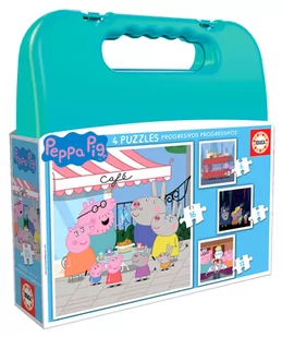 G3 Puzzle 6+9+12+16 Świnka Peppa walizka) Nowa - Puzzle - miniaturka - grafika 1