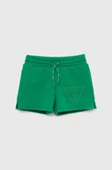 Spodnie i spodenki dla dziewczynek - Guess szorty dziecięce kolor zielony z nadrukiem - miniaturka - grafika 1