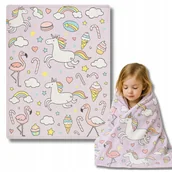 Koce i narzuty dla dzieci - Kocyk Dla Dziecka Jednorożec Miękki Polar Fioletowy 76×102 cm Do Wozka - miniaturka - grafika 1