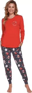 Piżamy damskie - Czerwona damska piżama z nadrukiem Doctor Nap - grafika 1