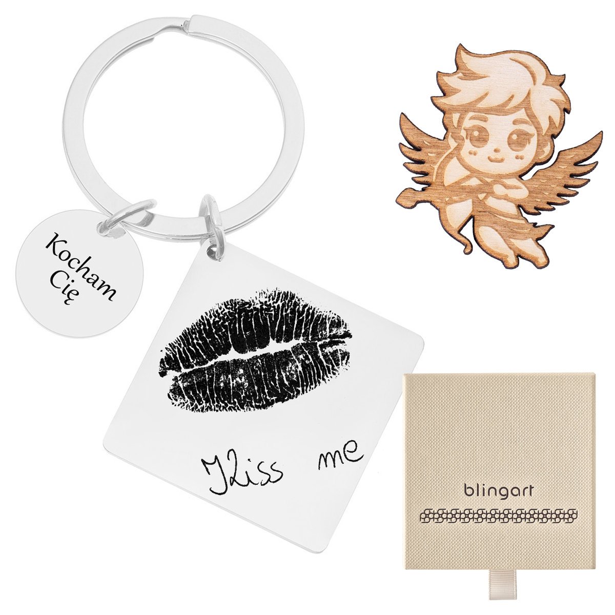 Brelok do kluczy z GRAWEREM KWADRAT przywieszka KÓ