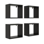 Półki do salonu - Komplet 4 półek kwadratowych, 34x18x30 cm, czarny, mat - miniaturka - grafika 1