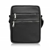 Torby męskie - SASZETKA MĘSKA SKÓRZANA TORBA MĘSKA NA RAMIĘ CZARNA ABRUZZO ABR-05 - miniaturka - grafika 1