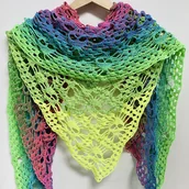 Apaszki i szaliki damskie - Duża chusta ażurowa ombre czaszki ręcznie robiona - miniaturka - grafika 1