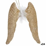 Ozdoby bożonarodzeniowe - Dekoracja świąteczna skrzydła anioła szampańskie plastikowe błyszczące 12,5 x 15 x 2,5 cm (24 sztuki) - miniaturka - grafika 1