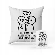 Gadżety dla niej i dla niego - ZESTAW PODUSZKA + KUBEK PREZENT NA WALENTYNKI DLA PAR KOCHAM CIĘ LOVE #25 - miniaturka - grafika 1