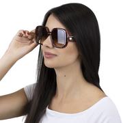 Okulary przeciwsłoneczne - OKULARY damskie PRZECIWSŁONECZNE panterka BRĄZOWE - miniaturka - grafika 1