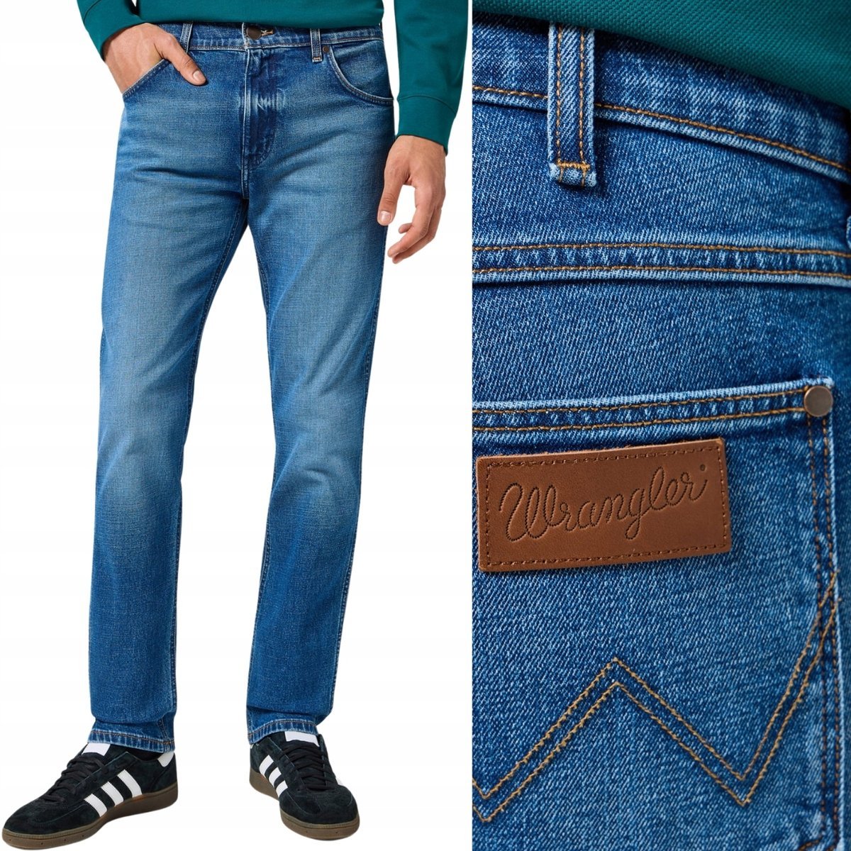 Wrangler GREENSBORO Raindrop NOWA KOLEKCJA PROSTE CIEMNY DżINS W38 L32