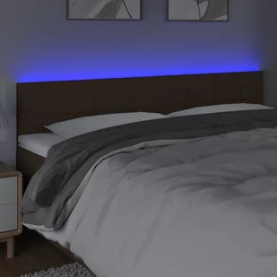 Lumarko Zagłówek do łóżka z LED, ciemnobrązowy, 180x5x78/88 cm, tkanina - Inne meble do sypialni - miniaturka - grafika 4