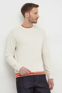 Bluzy męskie - Pepe Jeans bluza bawełniana Joe Crew męska kolor beżowy z aplikacją - miniaturka - grafika 1