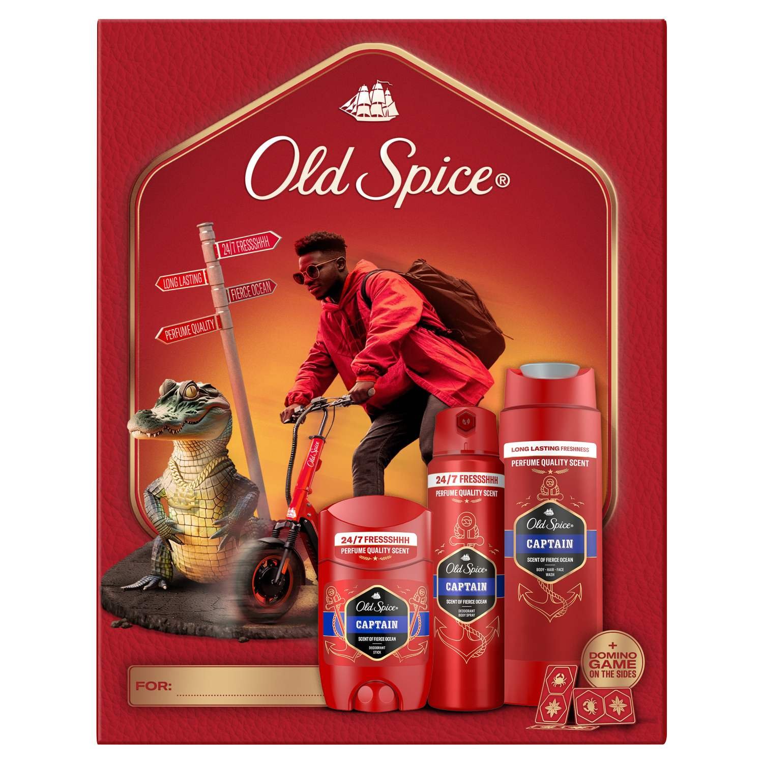 Old Spice zestaw Captain: Deo stick 50 ml + Deo spray 150 ml + Żel pod prysznic 250 ml