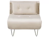 Sofy i kanapy - Sofa welurowa rozkładana beżowa VESTFOLD - miniaturka - grafika 1