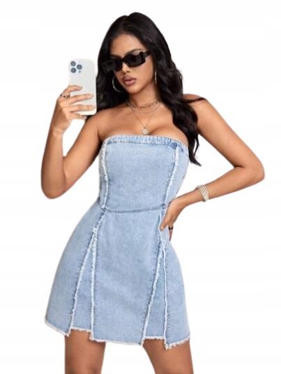 SHEIN SUKIENKA JEANSOWA NA ZAMEK MINI 40/42 ŁGG
