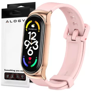 Pasek silikonowy Alogy z zapięciem opaska do Xiaomi Mi Band 7 Pink - Akcesoria do smartwatchy - miniaturka - grafika 1