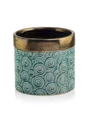 Donice - Donica  ceramiczna szkliwiona - zielono złota - miniaturka - grafika 1