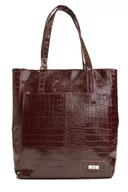 Torebki damskie - Bordowa shopperka z ekoskóry krokodyl - miniaturka - grafika 1