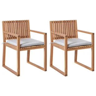 BELIANI Zestaw 2 krzeseł ogrodowych z poduszkami SASSARI PREMIUM Certyfikowane drewno akacjowe Szary melanż - Fotele i krzesła ogrodowe BELIANI Zestaw 2 krzeseł ogrodowych z poduszkami SASSARI PREMIUM Certyfikowane drewno akacjowe Szary melanż - Fotele i krzesła ogrodowe - miniaturka - grafika 1