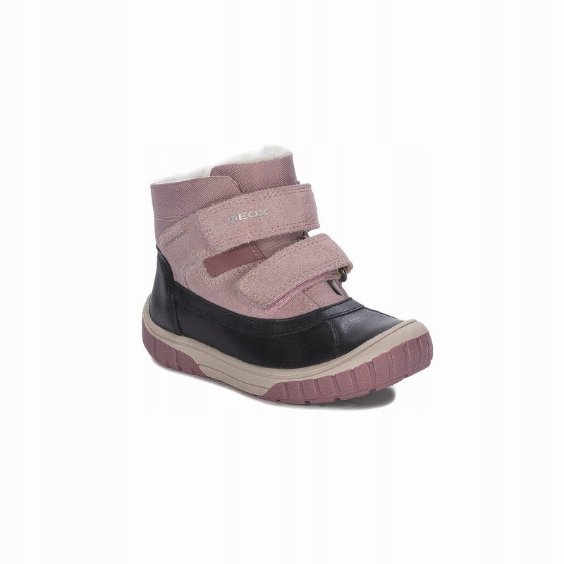 GEOX Botki dziecięce ocieplane na rzepy Black/Rose B462LC-022FU-C0724 r.27