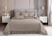 Narzuty - Taupe Narzuta Pikowana Z Falbanką 140x200 RUFFY - miniaturka - grafika 1