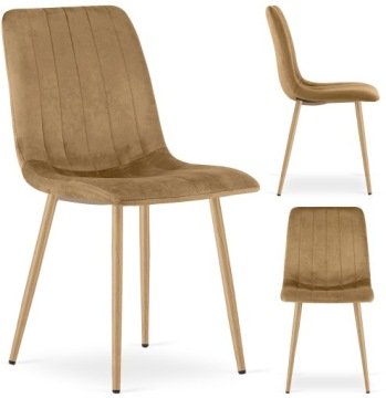 Krzesło Tapicerowane Welurowe Velvet do Salonu Kuchni Jadalni Brąz Simple