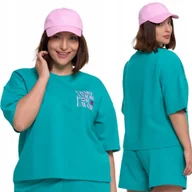 Koszulki i topy damskie - T-SHIRT DAMSKI KRÓTKI RĘKAW BAWEŁNIANY Z NAPISAMI OVERSIZE LUŹNY MORAJ XL GREEN - miniaturka - grafika 1