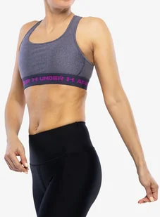 Stanik sportowy Under Armour Crossback Mid Heather Bra - steel htr/strobe - Bielizna sportowa damska - miniaturka - grafika 1