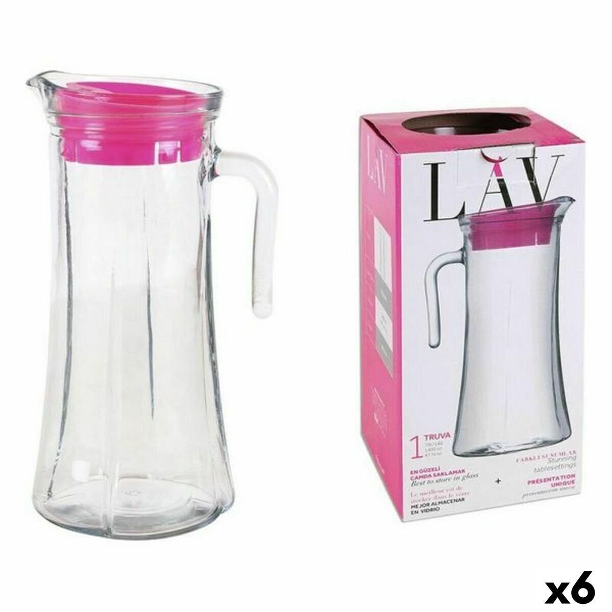 Przezroczysty szklany dzbanek LAV LV-TRU140 PK0001RP (6 sztuk) (1400 ml)