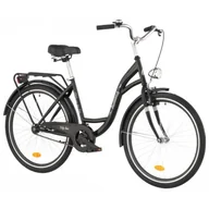 Rowery - Rower miejski INDIANA Moena S1B 26 cali damski Czarny + Koszyk na rower VÖGEL VKS-105 Stalowy - miniaturka - grafika 1