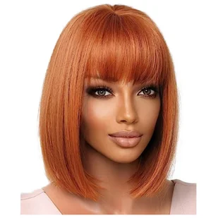 Peruka do ramion prosta ruda grzywka - Ozdoby do włosów - miniaturka - grafika 1