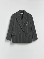 Marynarki i żakiety damskie - Reserved - Marynarka z wiskozą - ciemnoszary - miniaturka - grafika 1